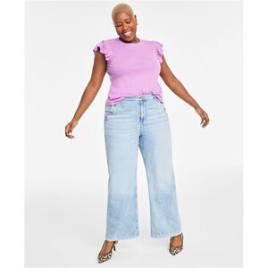 ON 34TH Womens Plus Size Flutter Sleeve Basic T-Shirt, NWT